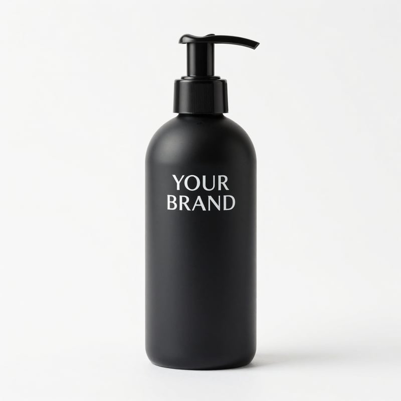 Body Lotion, black finish, label reads Your Brand