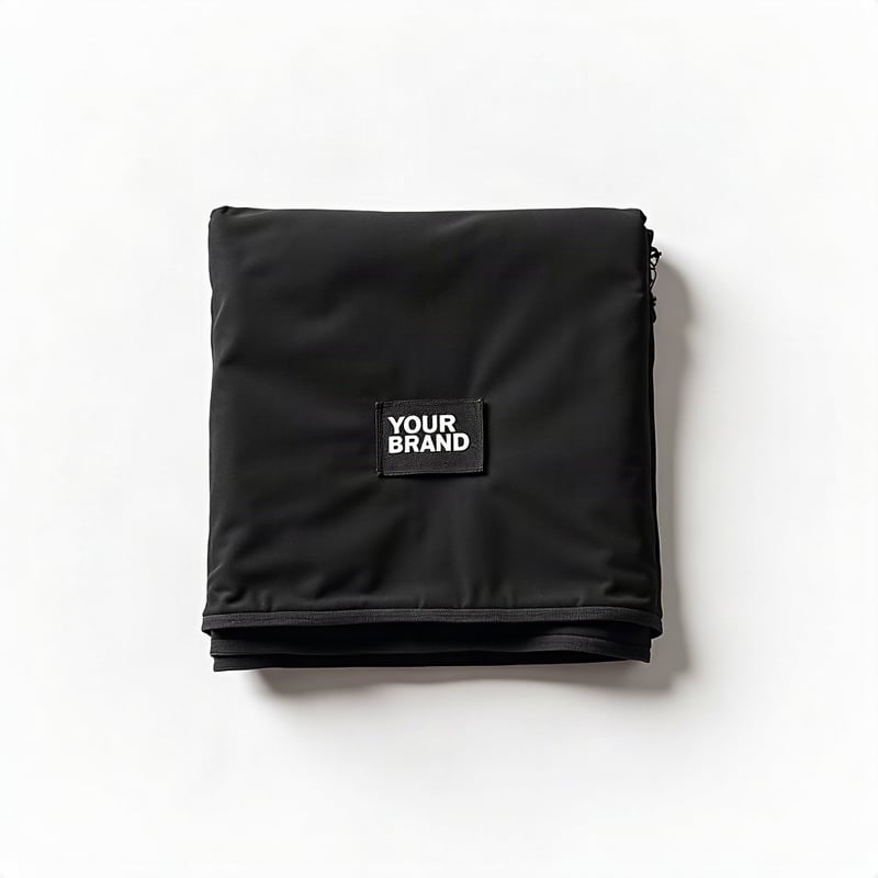 Smart Cooling Towel, black finish, label reads Your Brand